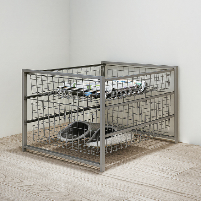 Тумба 3-уровневая с проволочными корзинами Larvij, 435x350x545 мм, серый, 01GA - Фото 2