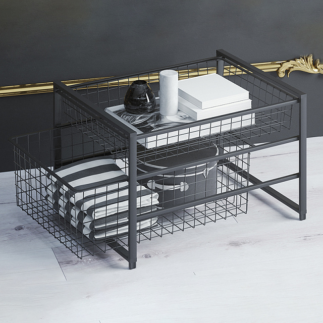 Корзина проволочная Larvij, 555x85x410 мм, черный, L9529BL(N) - Фото 4