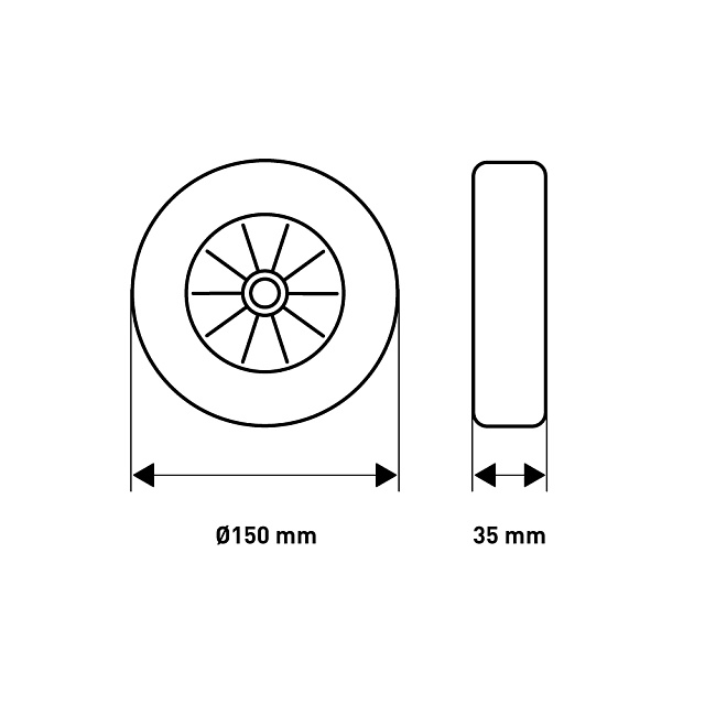 Колесо мебельное неповоротное Larvij, без тормоза, Ø150 мм, черный / белый, LWHEEL-150 - Фото 2
