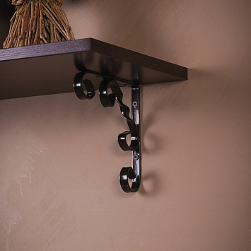Кронштейны Larvij Орнамент, 150x13x150 мм, чёрный, 2 шт., L7406BLx2